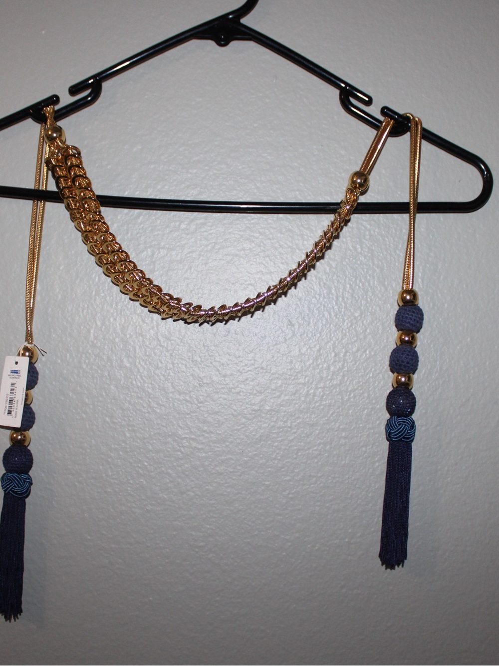 Trina Turk Gold-Tone Chain Necklace with Navy Tassel Beads
